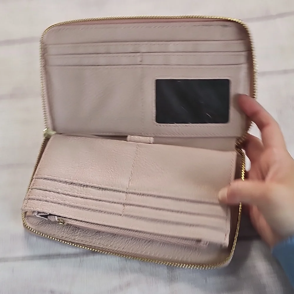 Steve Madden Dusty Pink Wallet Wristlet Textured Leather - Picture 11 of 15